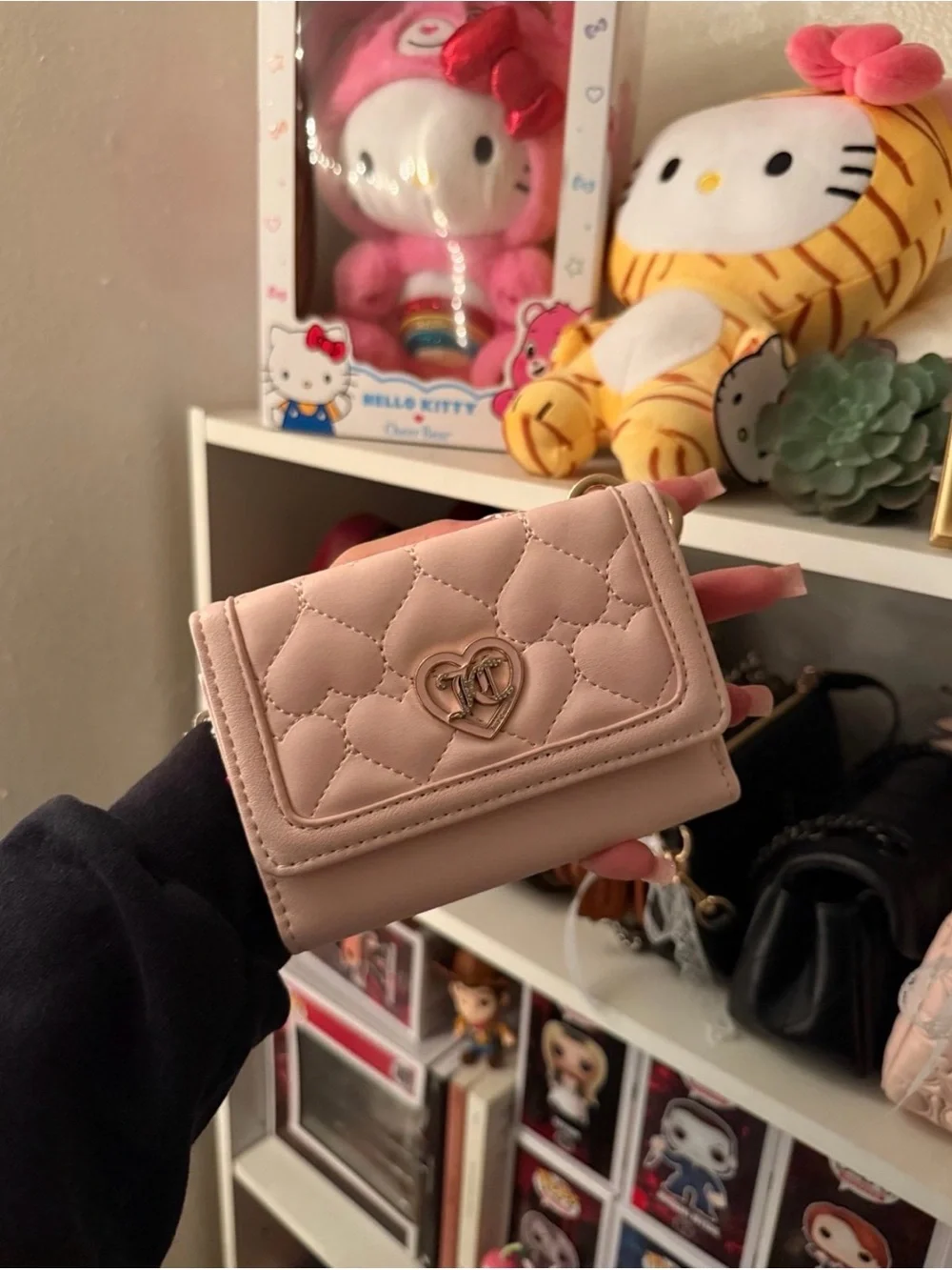 Juicy Couture Pink Quilted Heart Shoulder Bag with Matching Wallet